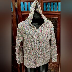 DKNY Chenille Pullover Confetti Sweater w' Hood